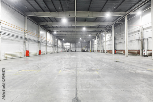 Interior of empty warehouse.