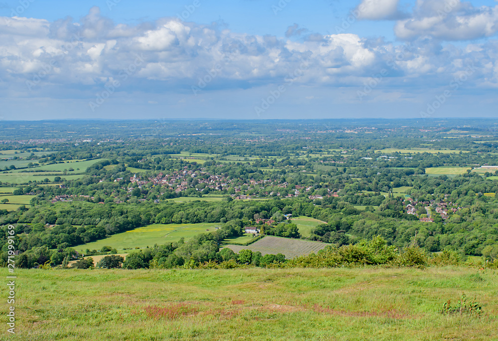 Looking down on the village of Ditchling,England from the hillside