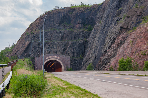Konstfotografi Silver Creek Cliff Tunnel on Highway 61 north of Two Harbors, Minnesota along th