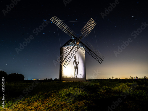 silhouette of don Quijote making a shadow. photo