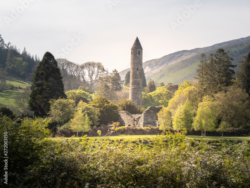 The famous ancient monasty of Glendalough in the Wicklow Mountains of Ireland - travel photography