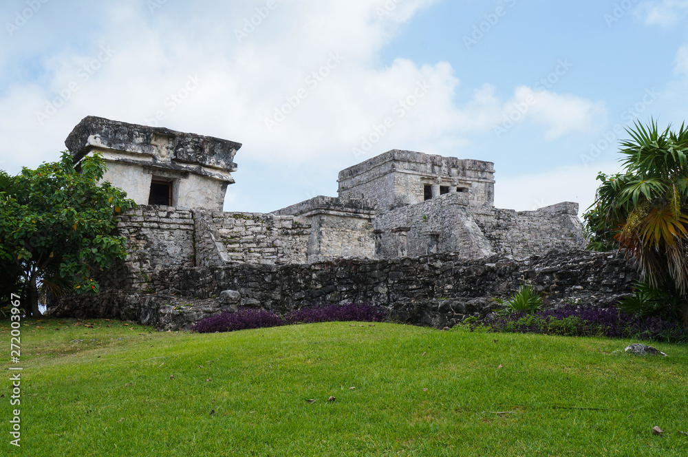 El Castillo, ruins of Tulum at Riviera Maya, Quintana Roo, Mexico                              
