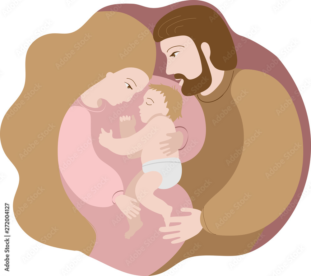 young family. a young man and a young woman gently hug your baby young family. a young man and a young woman gently hug your baby