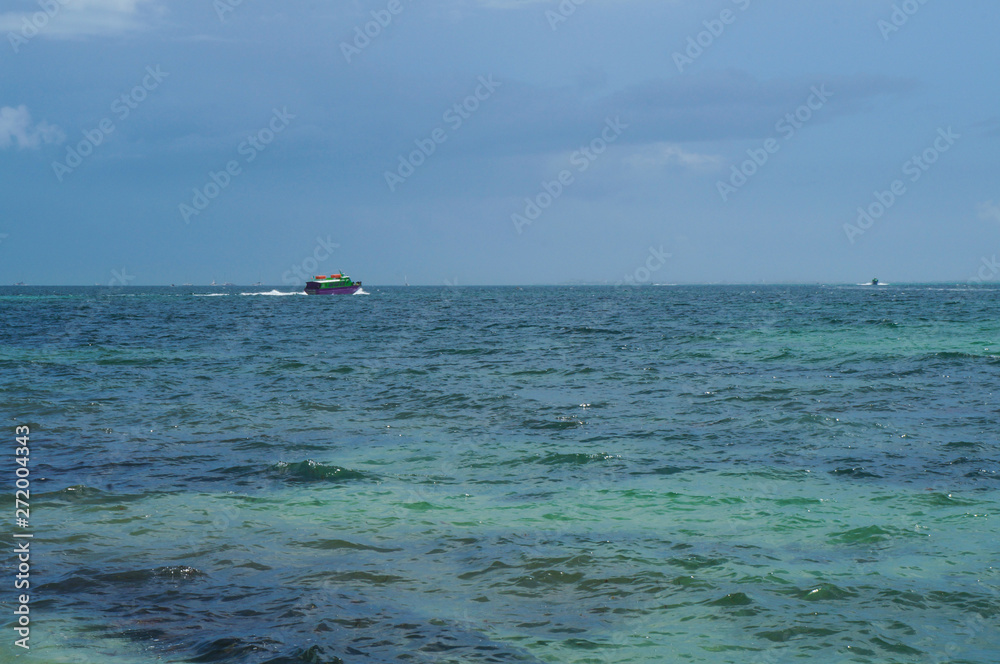 Blue Caribbean sea at Isla Mujeres in Quintana Roo, Mexico