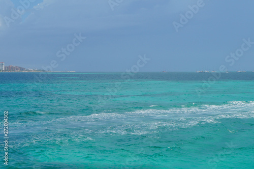 Blue Caribbean sea at Isla Mujeres in Quintana Roo, Mexico