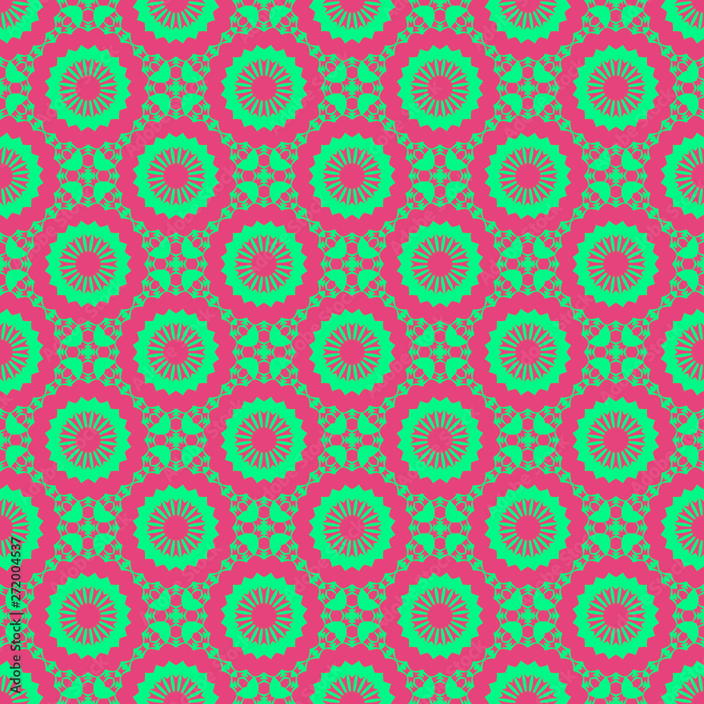 Pink and green floral beauty flat pattern