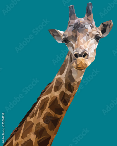 Illustration polygonal vector 3d art of giraffe.