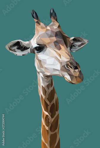 Illustration polygonal vector 3d art of giraffe.