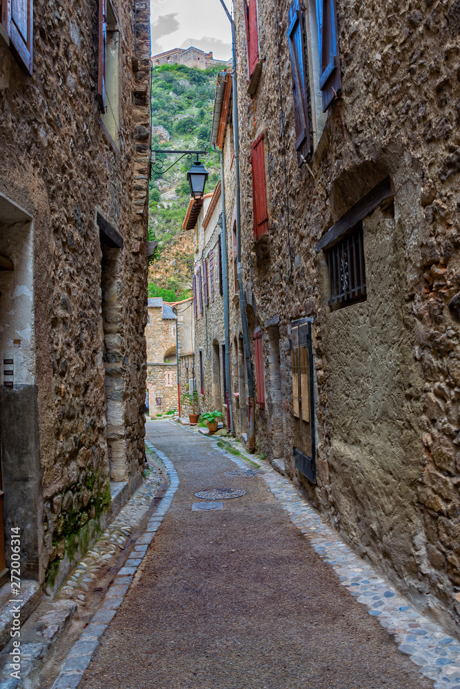 View of the courtyard of the fortress in Villefranche de Conflent, France