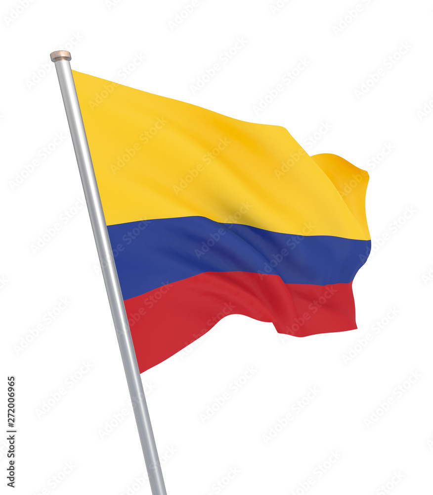Colombia flag blowing in the wind. Background texture. 3d rendering, waving flag. Colombia flag blowing in the wind. Background texture. 3d rendering, waving flag.