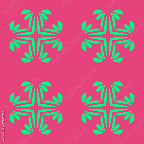 Pink and green floral beauty flat pattern