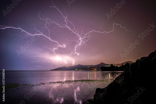 lightning over sea