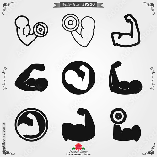 Biceps icon, muscle strength or power vector icon
