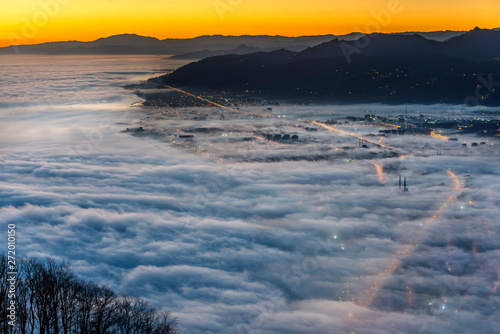 aerial view of city fog ordu boztepe