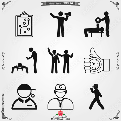 Coach icon, banner coaching concept, vector logo