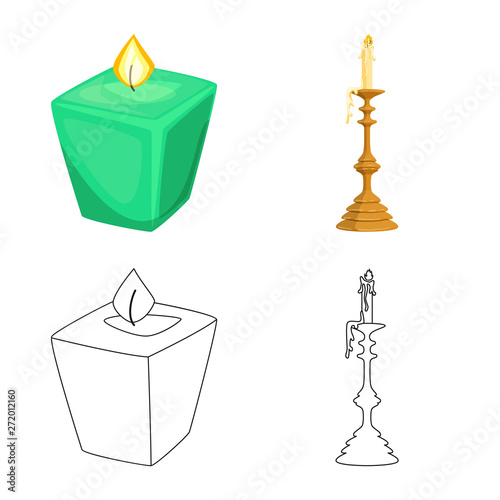 Isolated object of relaxation and flame logo. Collection of relaxation and wax stock vector illustration.
