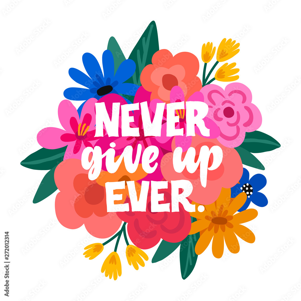 Hand drawn phrase never give up Royalty Free Vector Image