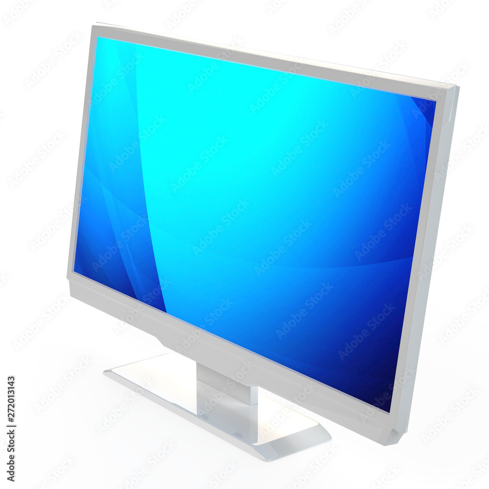 LED LCD tv isolated on white background. 3D rendering
