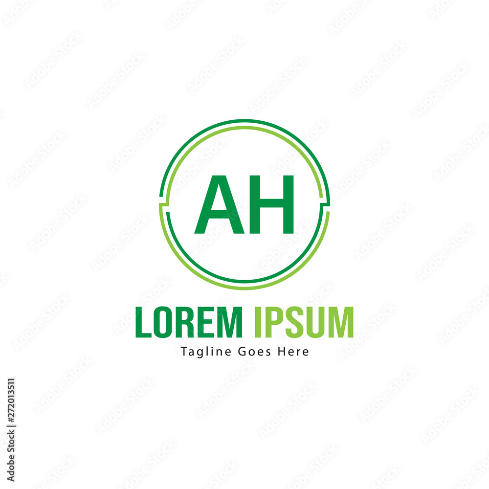 AH Letter Logo Design. Creative Modern AH Letters Icon Illustration