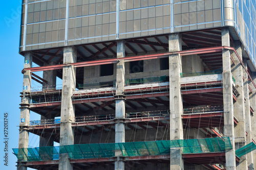 modern glass and steel office buildings low angle view at Jakarta  Indonesia