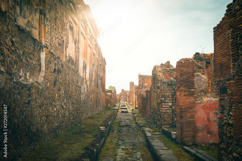 ancient street at pompeii ruins