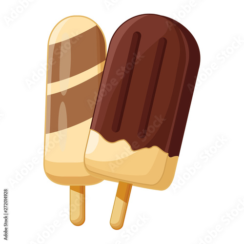 Delicious popsicle ice creams cartoons