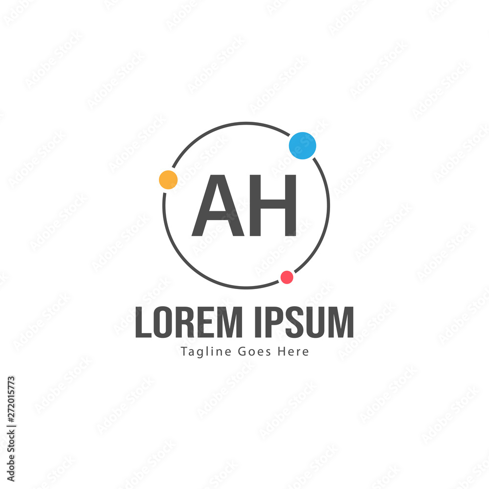 Obraz premium AH Letter Logo Design. Creative Modern AH Letters Icon Illustration