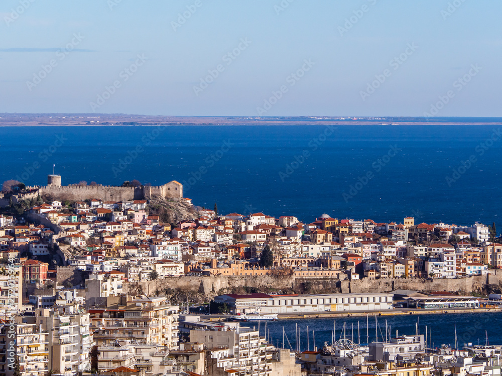 Overlook of Kavala Fortress and port - Kavala, Greece