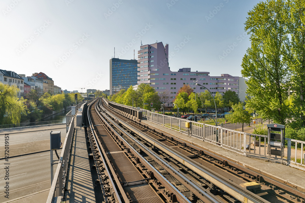 Cityscape with U-Bahn railway in Berlin, Germany. Cityscape with U-Bahn railway in Berlin, Germany.