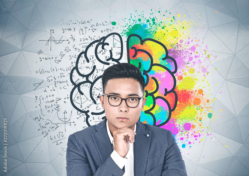 Asian businessman in glasses, creative thinking Asian businessman in glasses, creative thinking