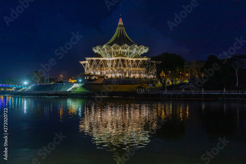 Boat trip on the Sarawak river by sunset and night