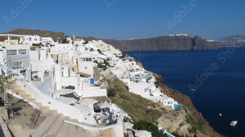 Overview on typical white village on Santorini island