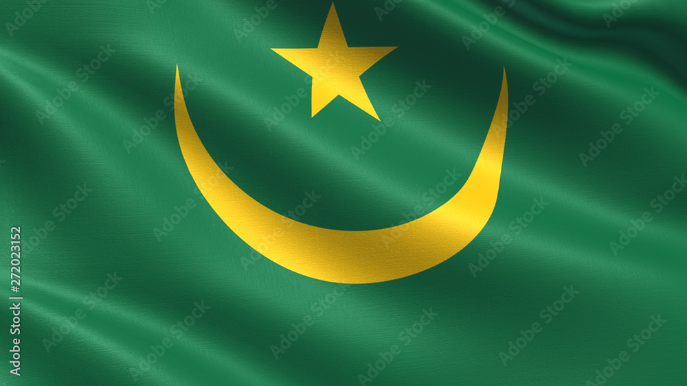 Mauritania Flag, with waving fabric texture Mauritania Flag, with waving fabric texture