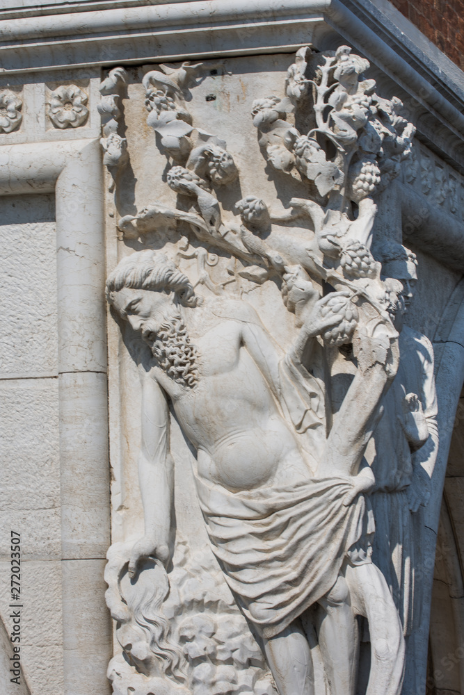 Ducal Palace  exterior scupltures ,Venice - Italy ,March 2019