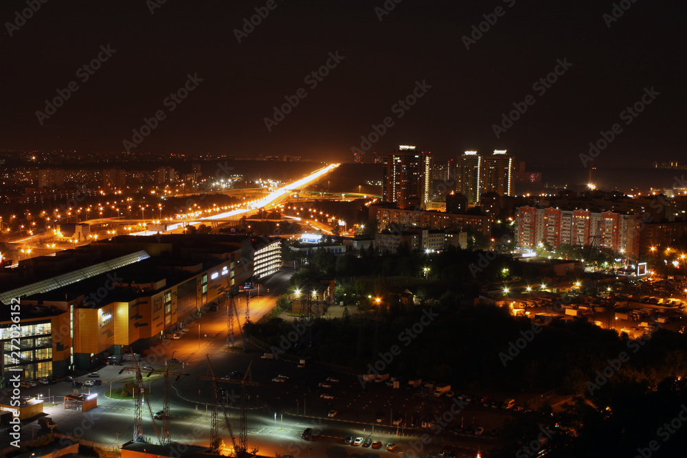 An abstract panoramic view of the city at night