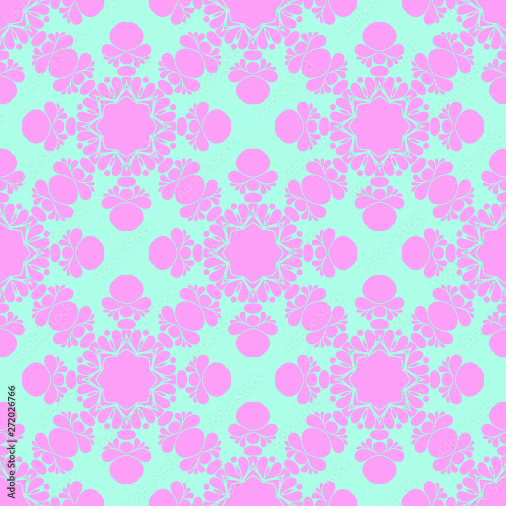 Beauty pastel pattern, color vintage cover design with floral blue and pink ornament