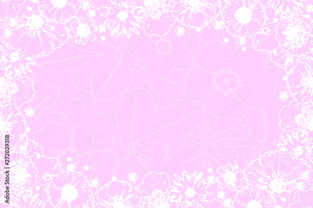 beautiful spring flower texture frame in pink background