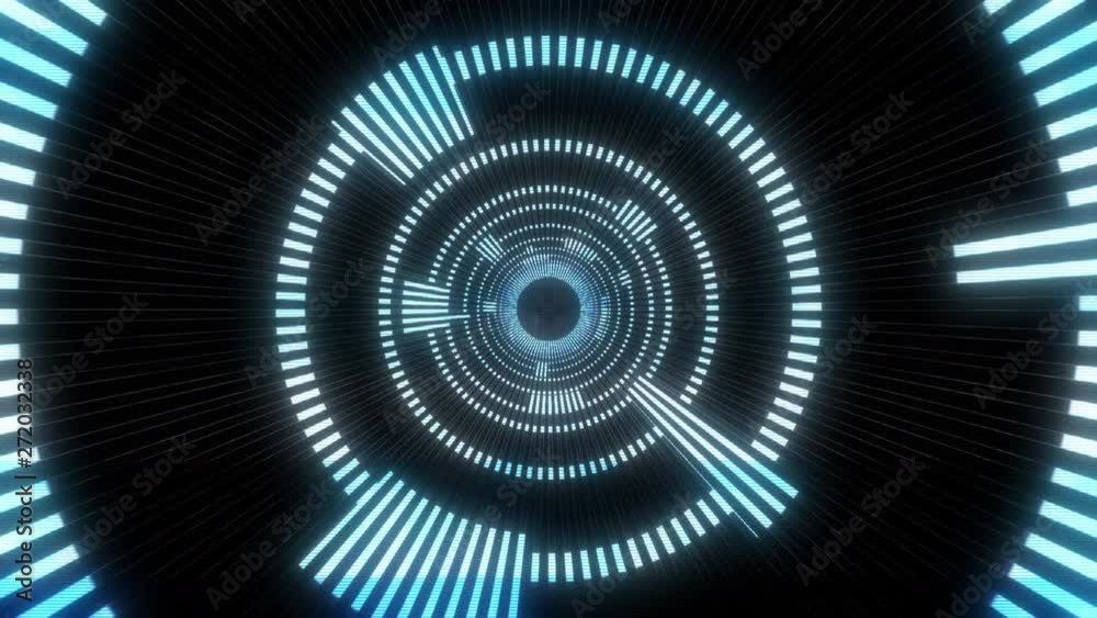 Blue Abstract Segmented Radiating Pattern  Holographic Tunnel Loop