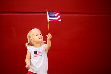 Adorable patriotic girl on the Fourth of July