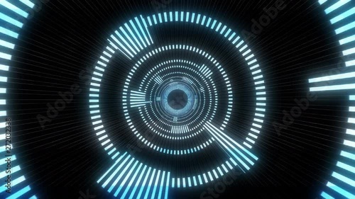Blue Abstract Segmented Radiating Pattern  Holographic Tunnel Loop