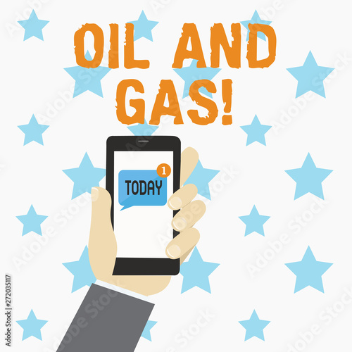 Conceptual hand writing showing Oil And Gas. Business photo showcasing Exploration Extraction Refining Marketing petroleum products