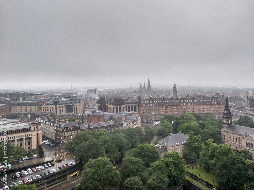Views from Edinburgh castle in A rainy day in Scotland