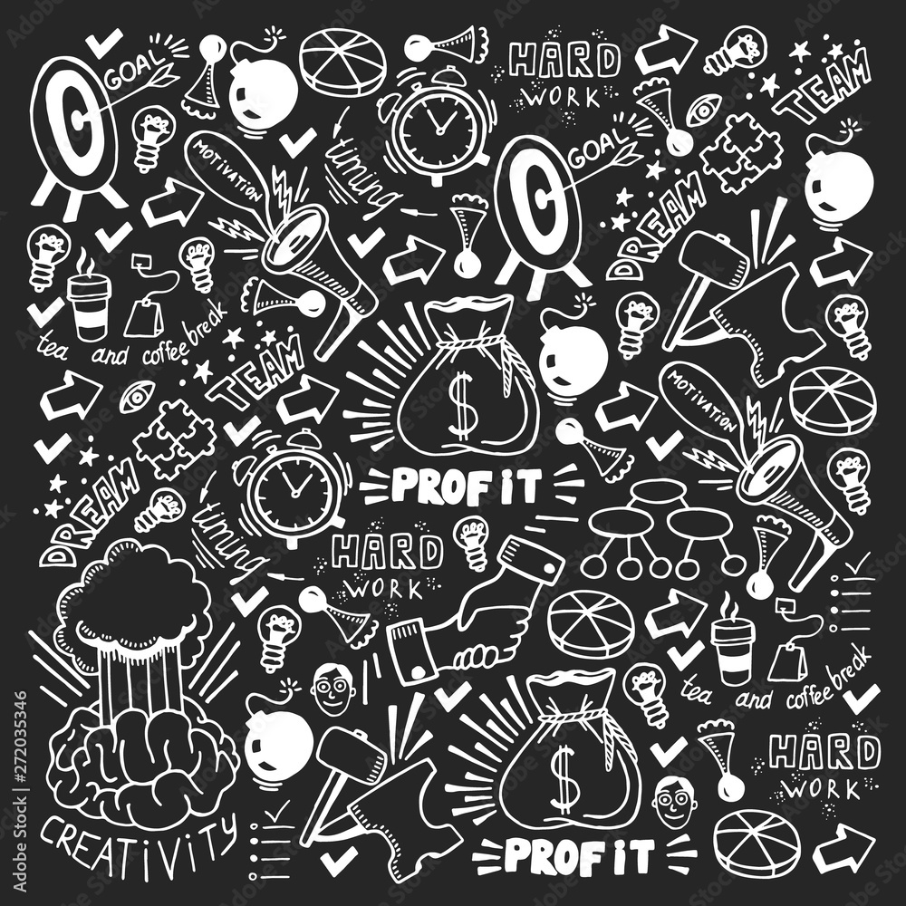 Start up concept. Vector pattern with motivational icons. Rocket, brainstorm, succes, innovation Start up concept. Vector pattern with motivational icons. Rocket, brainstorm, succes, innovation