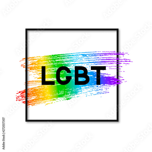 LGBT lettering on pencil strokes textured flag the colors of the rainbow. Symbol of lesbian, gay pride, bisexual, transgender social movements. Easy to edit vector design template.
