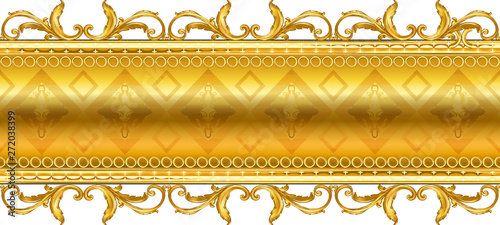Seamless golden ornamental segment on white
