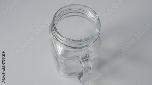 Empty transparent drinking jar