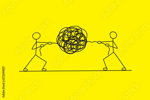 doodle abstract men solve business problem