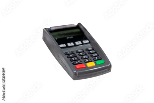 Electronic payment machine on isolated white background.