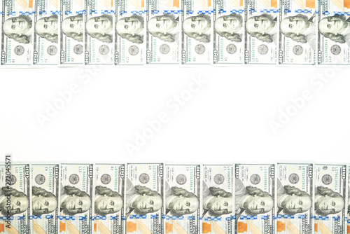US one hundred dollars bills money on white background photo