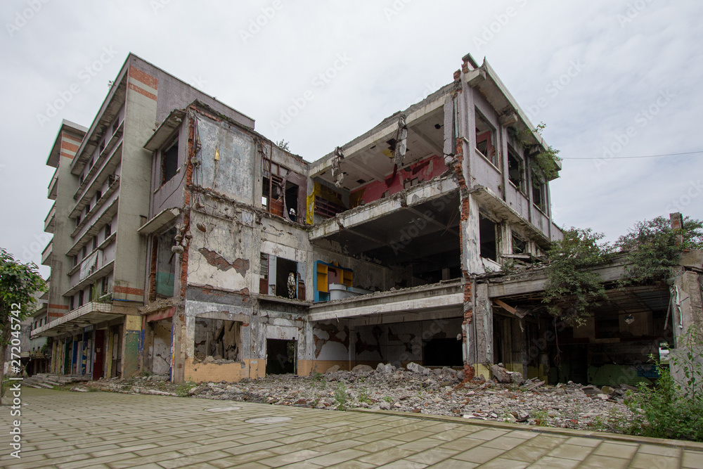 2008 Sichuan Earthquake Memorial Site. Buildings after the big earthquake in Wenchuan, Sichuan, China. The memorial site, dedicated to all who perished in the Sichuan Earthquake. 2008 Sichuan Earthquake Memorial Site. Buildings after the big earthquake in Wenchuan, Sichuan, China. The memorial site, dedicated to all who perished in the Sichuan Earthquake.